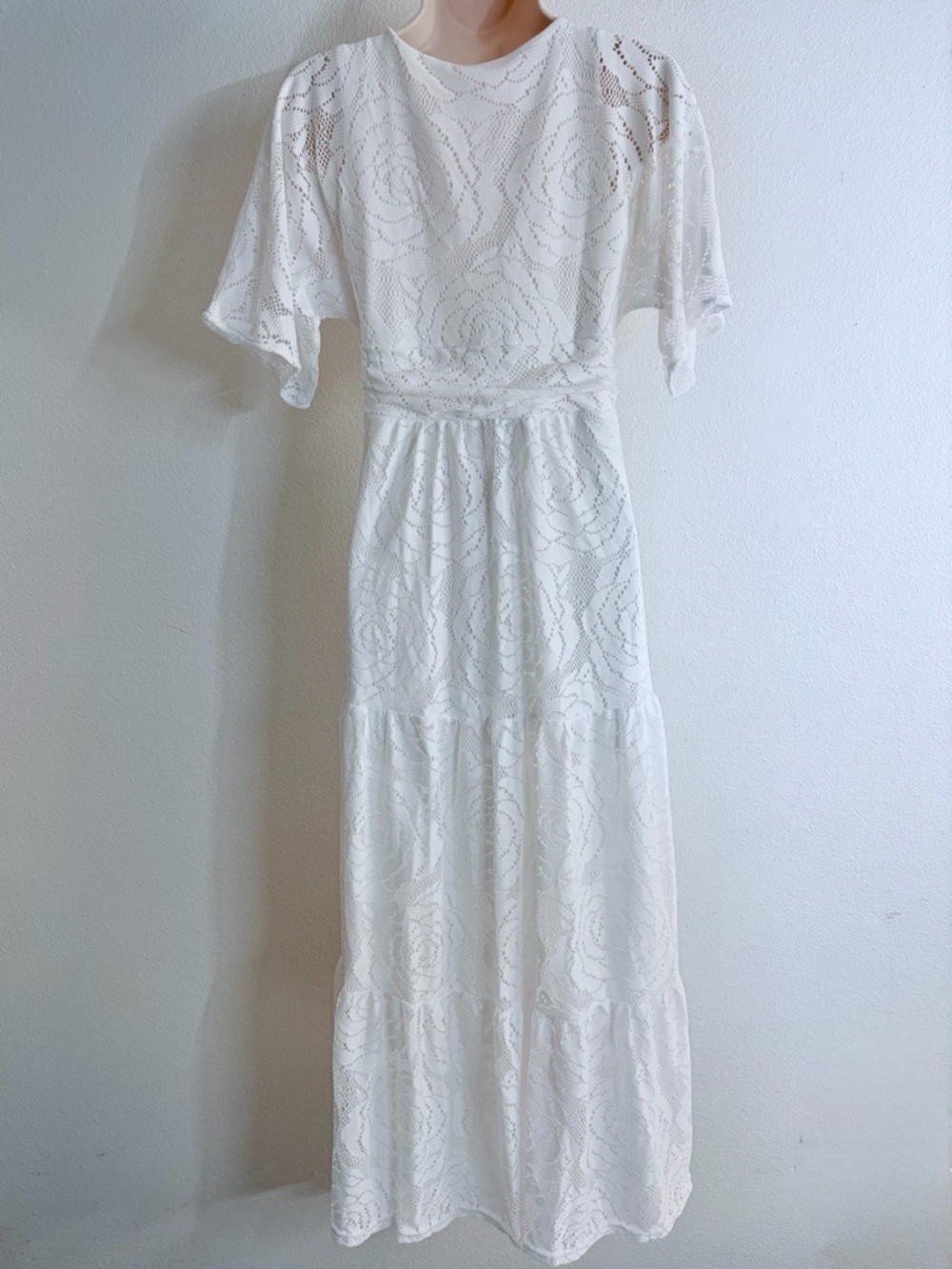 Lilly Pulitzer XS Parigi Maxi Dress White Rose Lace Bridal Engagement V Neck - Picture 4 of 14